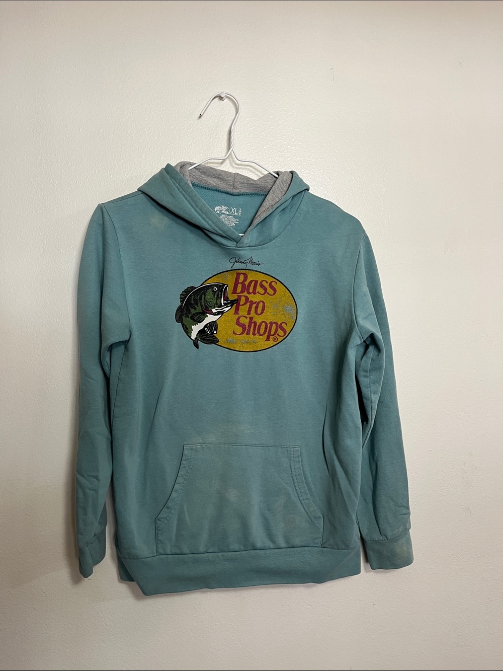 Bass Pro Shops Teal Hoodie with Fish Logo